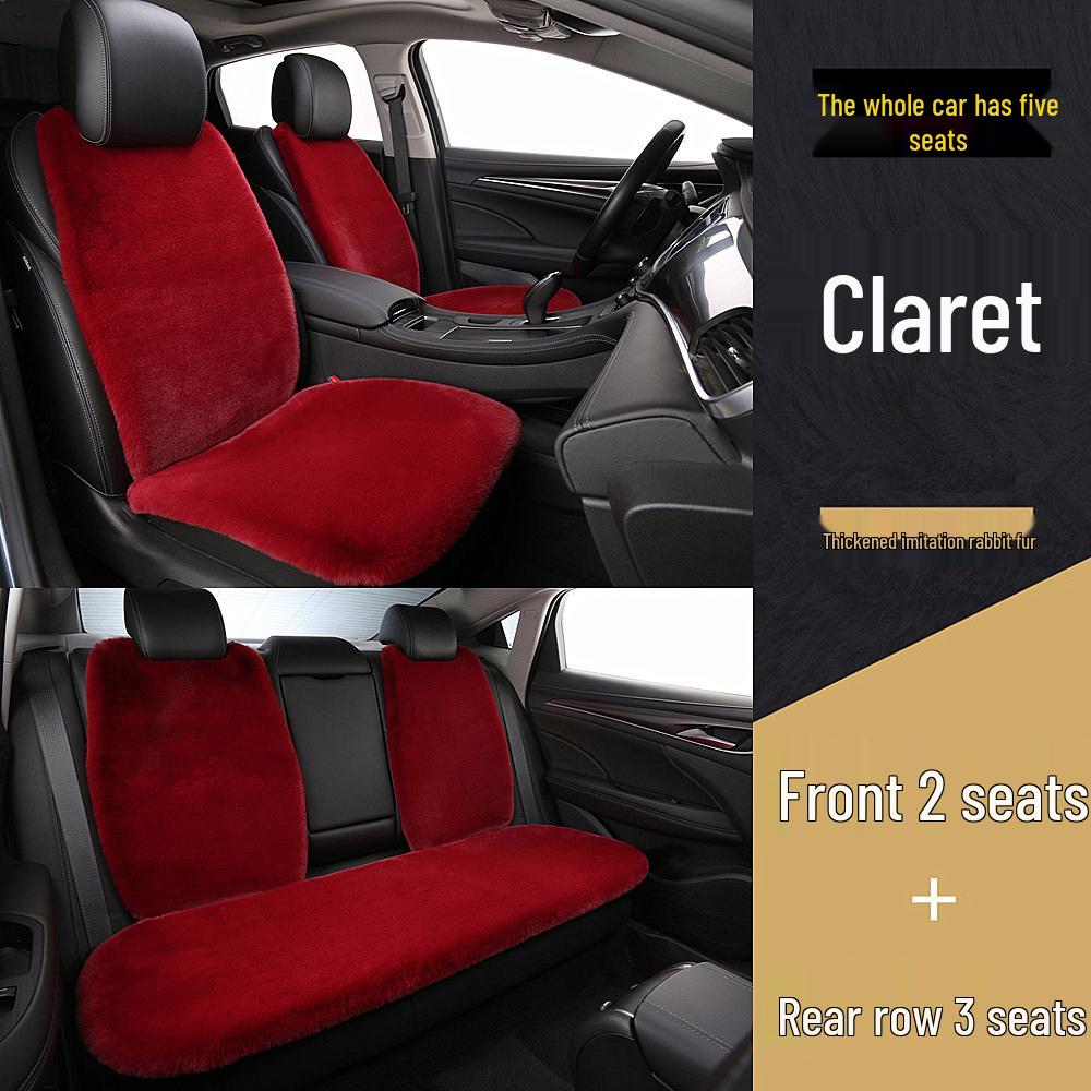 Universal Plush Car Seat Cushion Set - Faux Rabbit Fur, Short Hair, Winter Comfort for Rear Seats