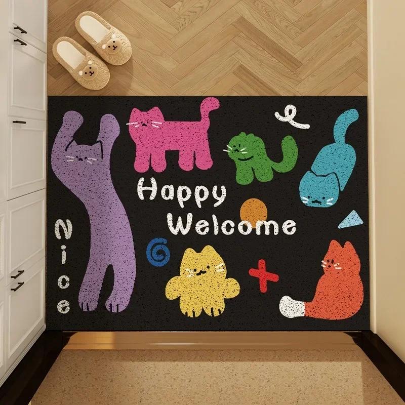 Cartoon Cat Series Mat Non-slip Easy To Clean Rug Wrinkle-Resistant Doormat Indoor Washroom Entrance Decorative Washable Carpet