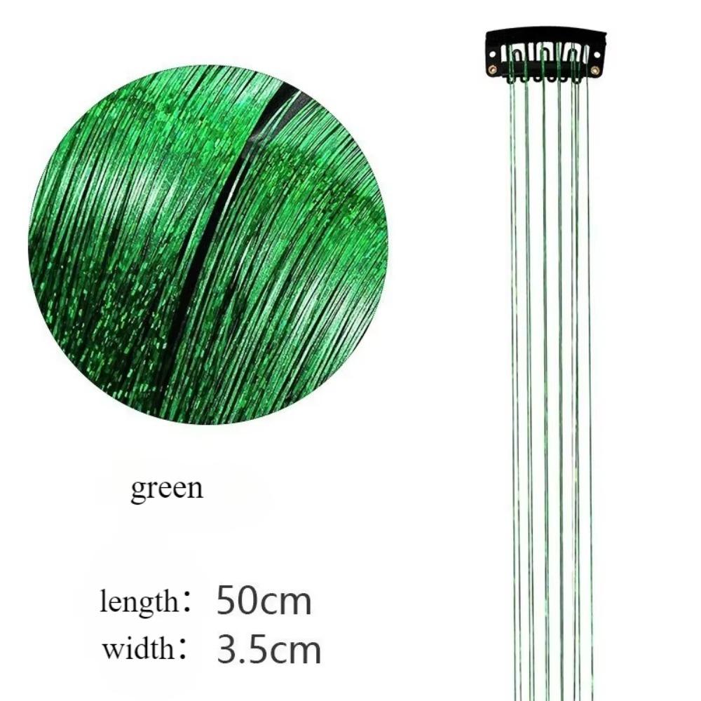 Highlights Clip Clip In Hair Extensions Colored Shiny Hair Highlights Synthetic Fairy Hair Wig Hairpieces Girls Hair Tinsel