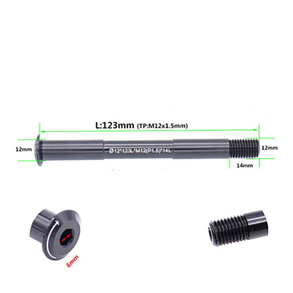Front Thru Axle 100* 12mm-123mm M12 Black For Mountain Bike Road Bike