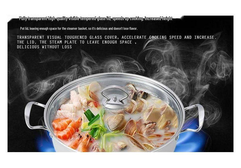 Stainless Steel Dual-Use Seafood Steamer Pot for Gas & Induction Cooktops.