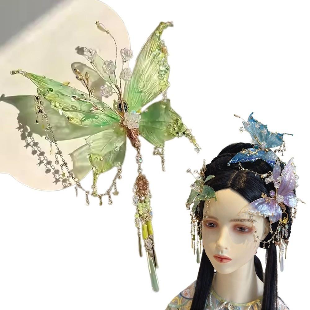 Bunter Schmetterlings-Quasten-Haarclip Süßes Meerjungfrauen-Haarschmuck Schmetterlings-Haarkralle Retro-Stil