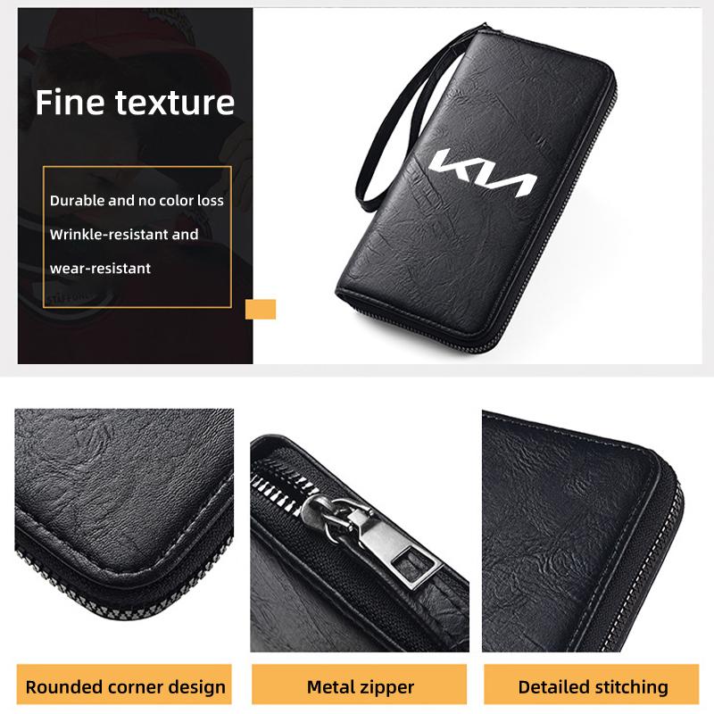 SUMB3 Car Driver License Purse Credit Card ID Holder Zipper Wallet Sticker For KIA K5 K2 Optima Spectra Niro Cadenza Sephia Carens