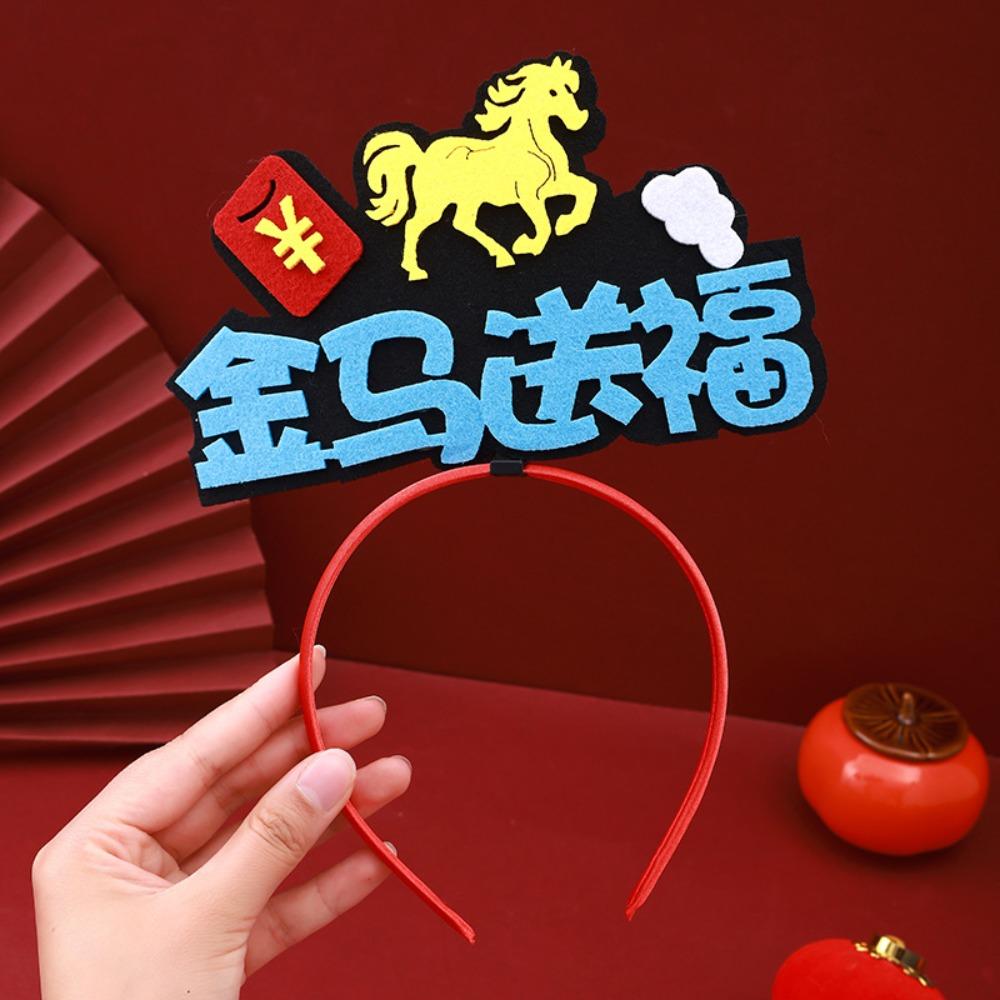 Mascot Horse 2026 Happy New Year Headband Cartoon New Year Headdress Horse Year Hairband  Children