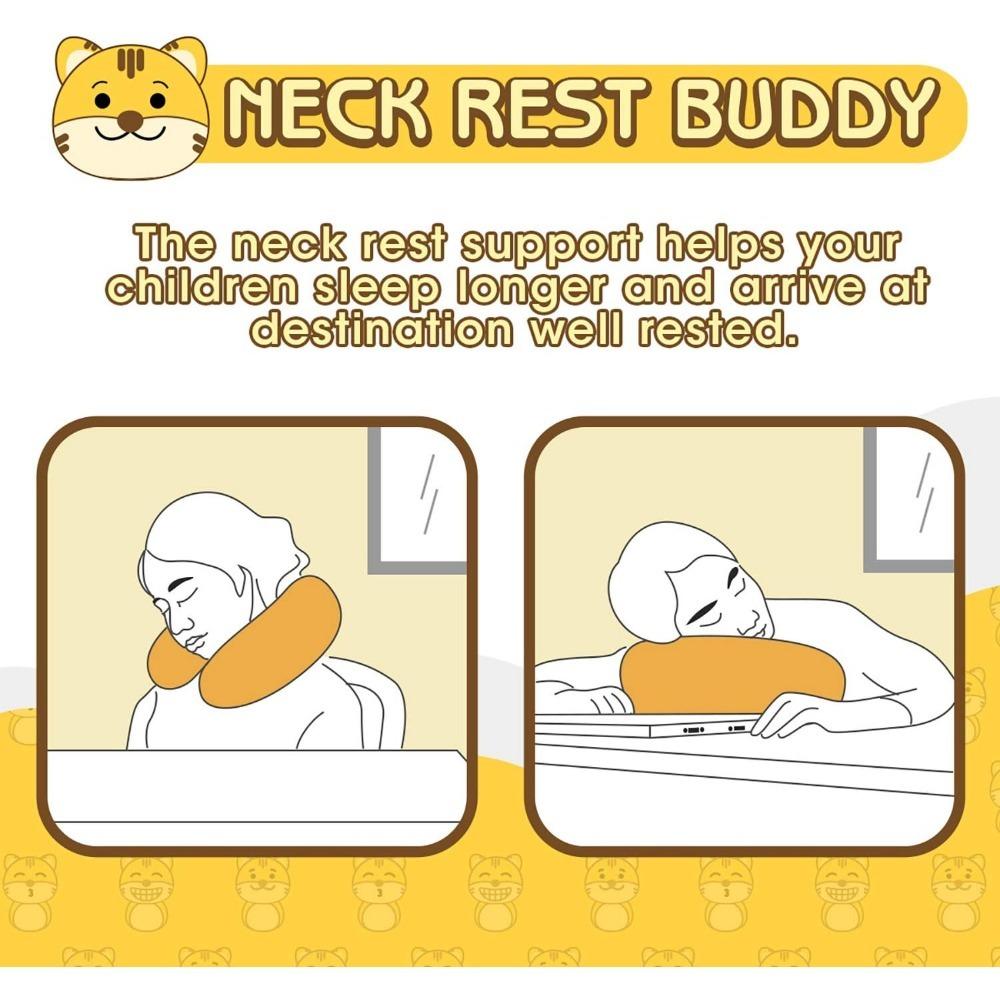Cestovní polštář, polštář na krk, opěrka brady a krku, roztomilý kreslený cestovní polštář na krk pro chlapce a dívky, cestovní doplňky do letadla, auta, polohovací