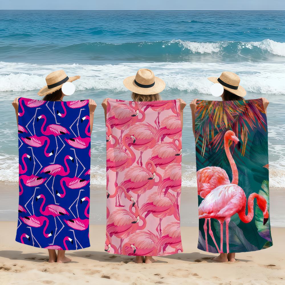 Mode Kunst modern Flamingo Tropisch Handtuch Weiche Strandhandtücher Schnelltrocknend Poolhandtuch für Reise Fitnessstudio Baden Spa Camping Sport Geschenk