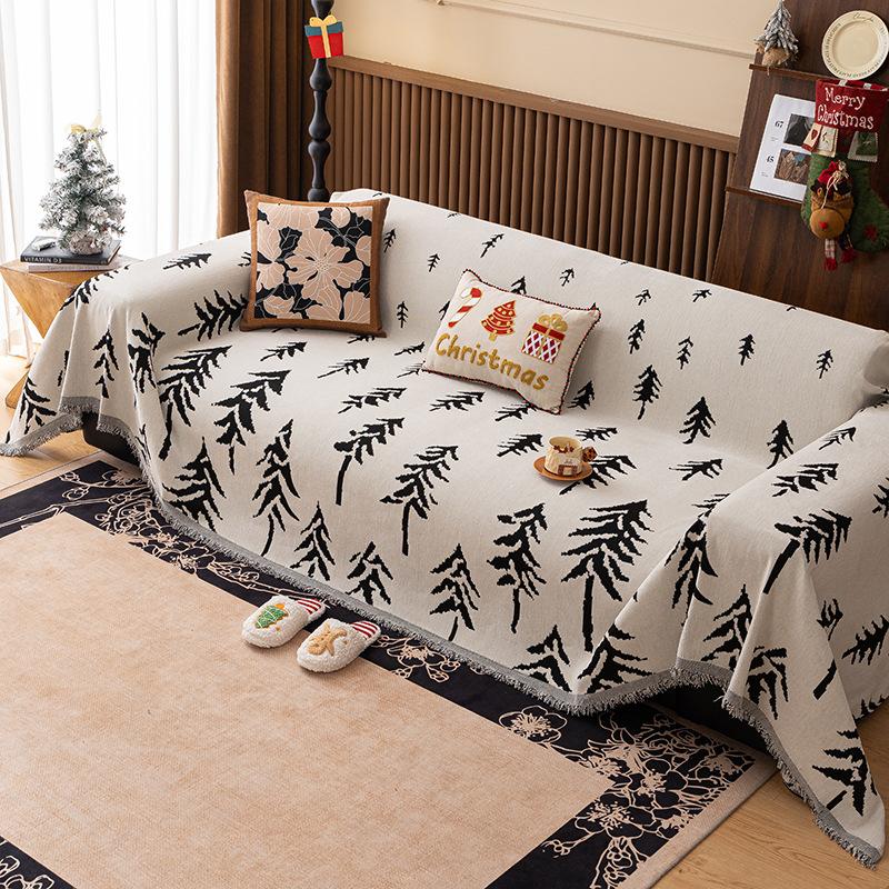Christmas Festival Decoration Chenille Sofa Cover,All Seasons Blanket Sofa Towel,Living Room Sofa Cover,Anti-cat Scratch Cover