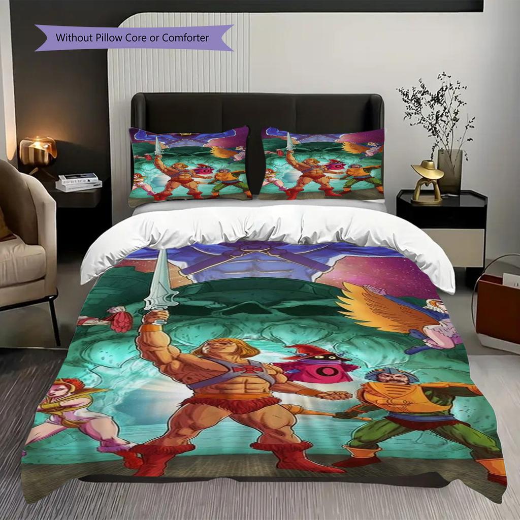 Heman Masters Universe Threepiece Set 1 Duvet Cover 2 Pillowcase Without Core Bedding Set Christmas Birthday Gift Soft And Comfortable