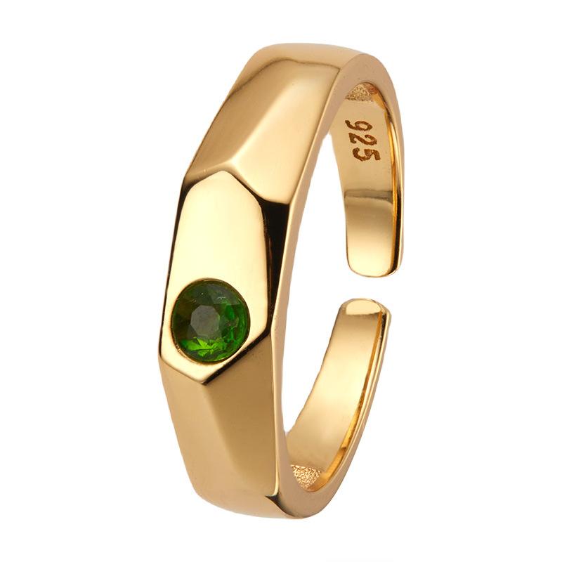 S925 Sterling Silver 18K Natural Sapphire Citrine Limestone Colored Treasure Ring Does Not Fade Niche High Sense