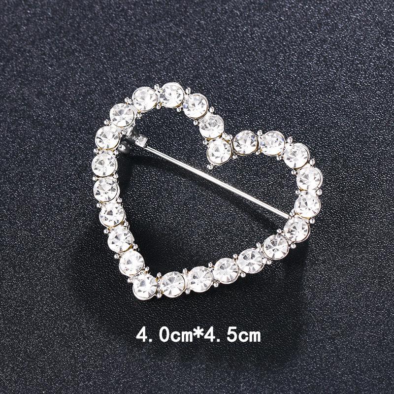 Elegant Rhinestone Heart Brooch for Women's Fashionable Clothing Accessories