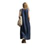 European and American independent station spring and summer new loose sleeveless three-dimensional pocket cotton and linen dress