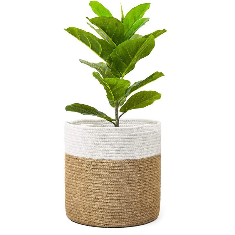 Large Cotton Rope Basket for Plants, Flowers, Laundry, and Storage