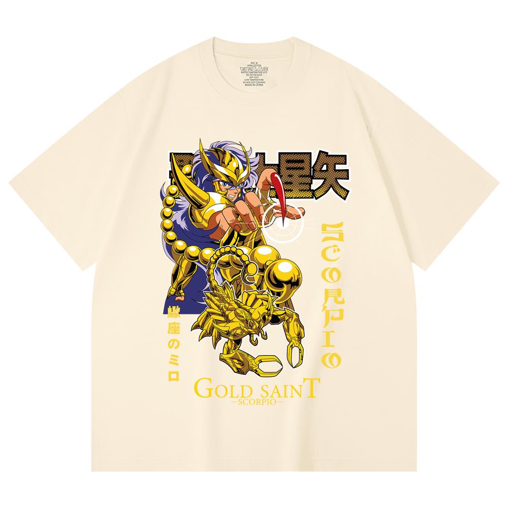 230 Gsm 100% Cotton Saint Seiya V24 Scorpio Print Unisex Heavy Cotton T Shirt