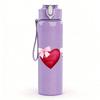 1PC Triple Red Heart Love Pattern Print 750ml Color Plastic Sports Water Bottle Leakproof Flip Straw Lid Suitable for Sports Office Home Use