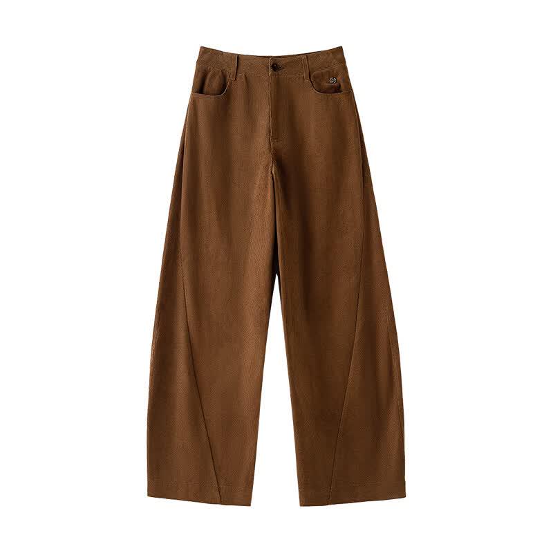 Women's High-Waist Loose Corduroy Curved-Leg Pants