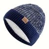 1PC Unisex Fleece Warm Knitted Wool Cap - Winter Ear Protection Design, 100% Polyester, Machine Washable