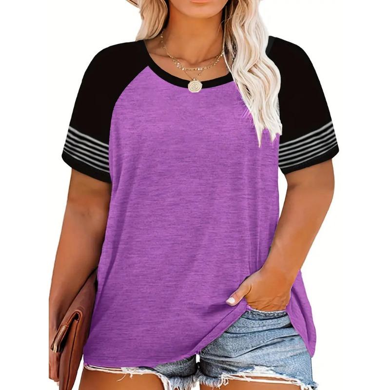 

Летние ретро футболки с коротким рукавом, модный свободный топ, 3D принт с цветовыми блоками, женские футболки больших размеров 3XL