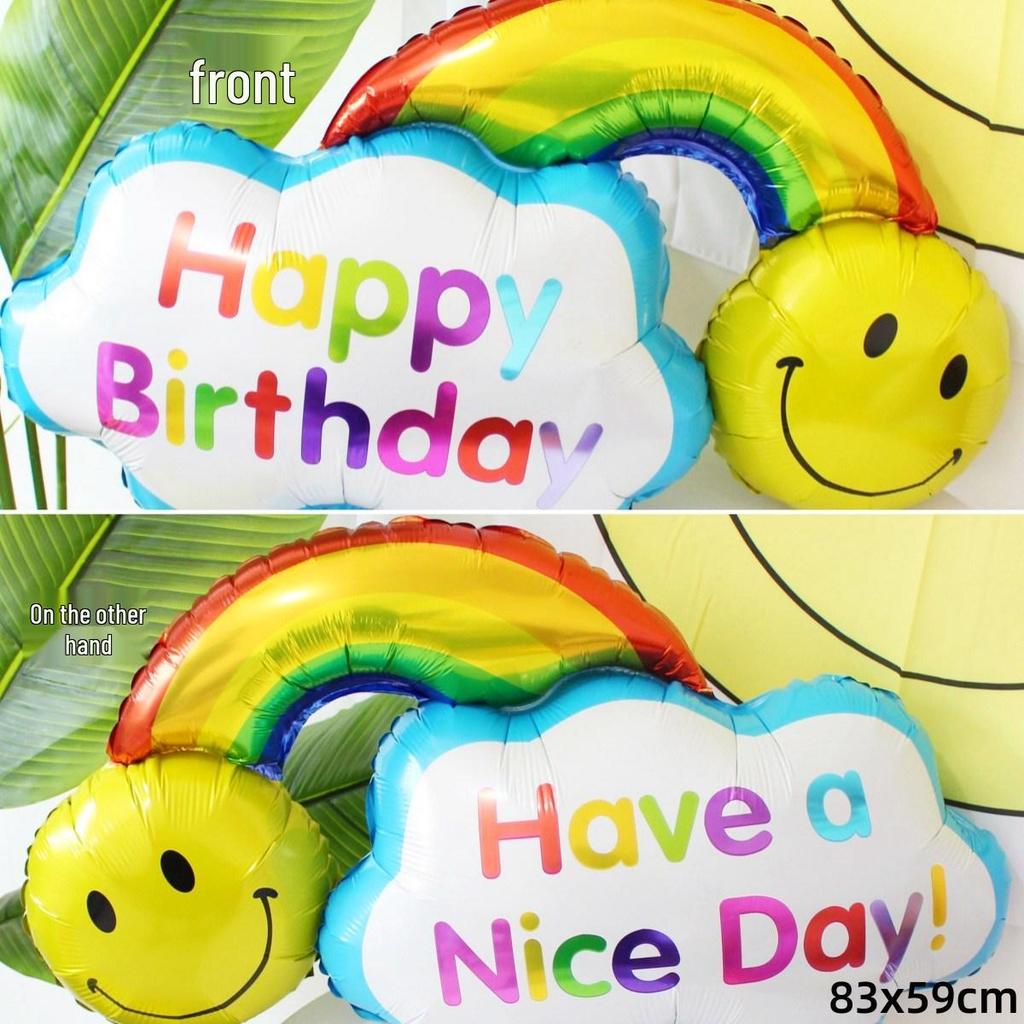 Colorful Large Birthday Cake Foil Balloon for Kids' Party Decoration and Photo Props