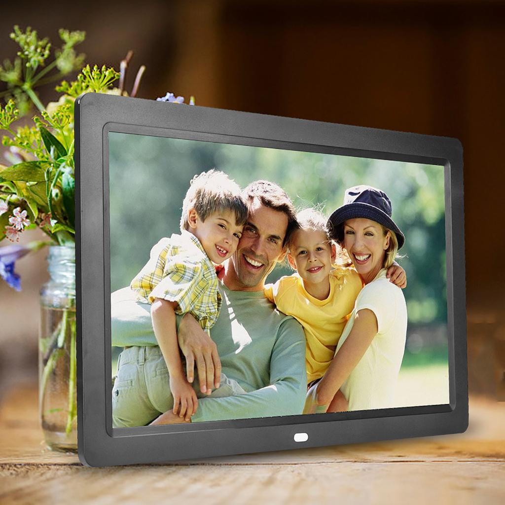 12Inch 1280*800HD Digital Photo Picture Frame Alarm Clock Movie Player Album Remote Control Black