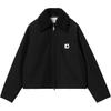 FW24 Womens Newkirk Jacket Loose Fit Square Label Zipper Pocket Long Sleeve Collar Jacket Women Jackets Black I033880-2FZ-XX