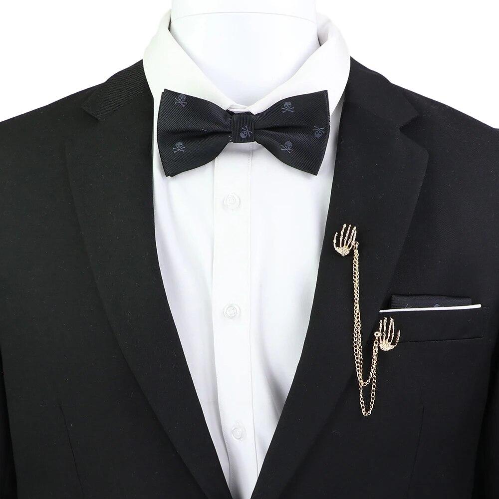 Набір краваток-метеликів, візерунок із зображенням черепа-дракона, чоловіки, платок із метеликами, брошка з китицями, весілля, вечірка на Хелловін,