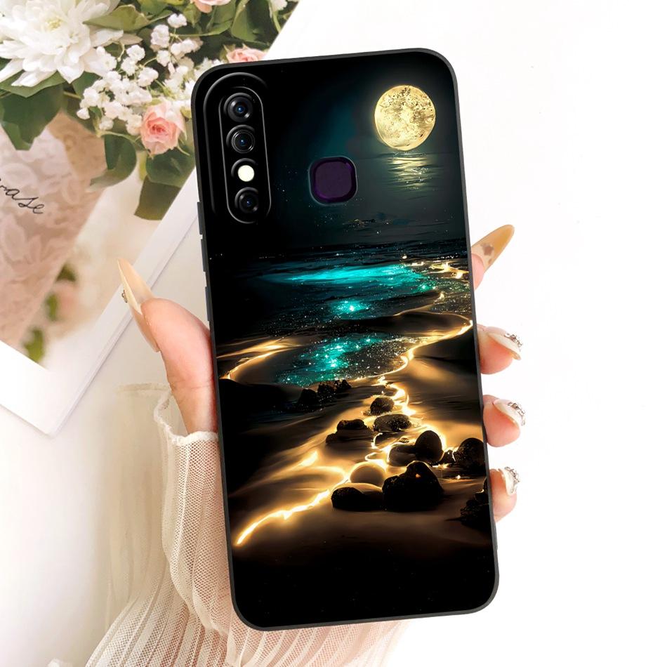 For Infinix Hot 8 / Hot 8 Lite X650 X650C X650B X650D Fashion Dusk Beach Painting Phone Case Shockproof Soft Silicone Bumpers