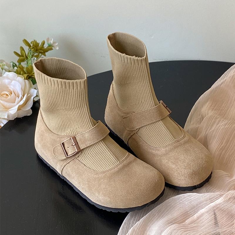 

Fashion Flats Women Ankle Sock Boots Trend Sport Shoes Fashion Chelsea Boots 2025 Winter Casual Walking Suede Shoes Comfort Mujer Botas 35 хаки