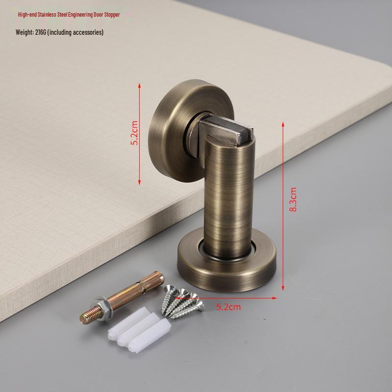 304 Stainless Steel Magnetic Door Stopper – Thickened Anti-Collision Design, High-Grade Black Wall Suction for Room