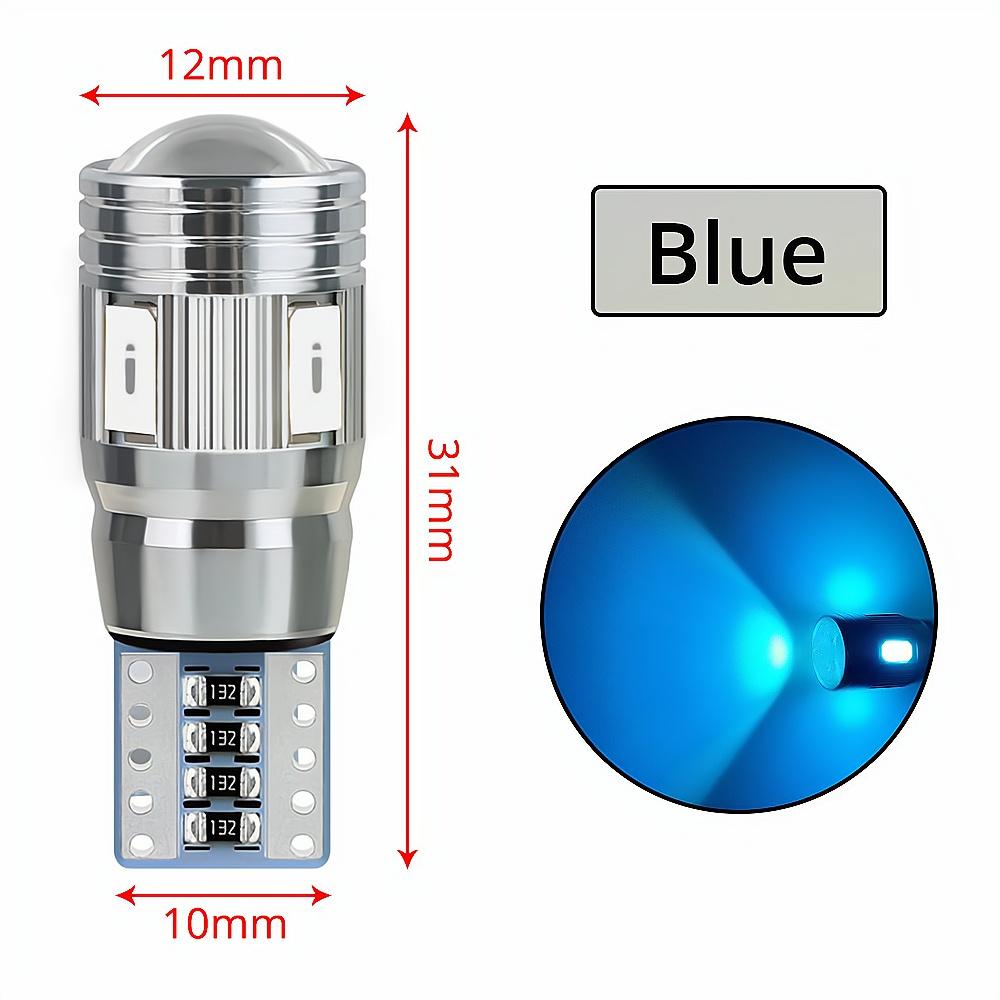 2X Multiple Color Car T10 5630 6SMD Canbus 194 W5W Auto Turn Signal Side Lamp License Plate Trunk Parking LED Dome Reading Light
