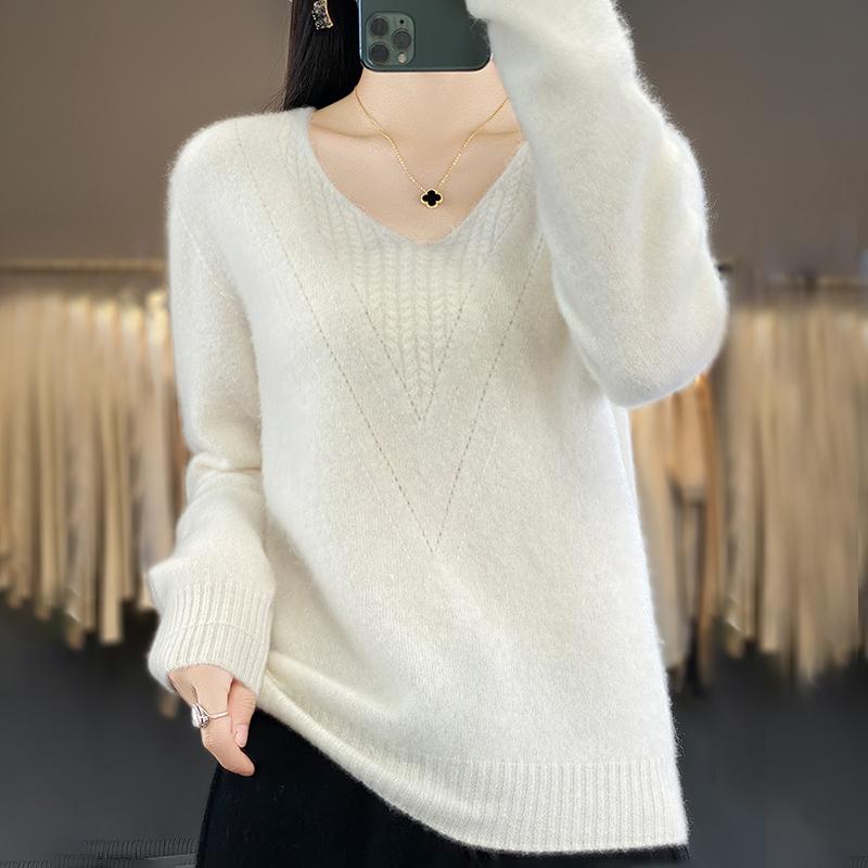 Dámský kašmírový svetr Qinghe kašmír 30% kašmír 70% vlna Dámský podzimní a zimní kašmírový svetr měkký a teplý