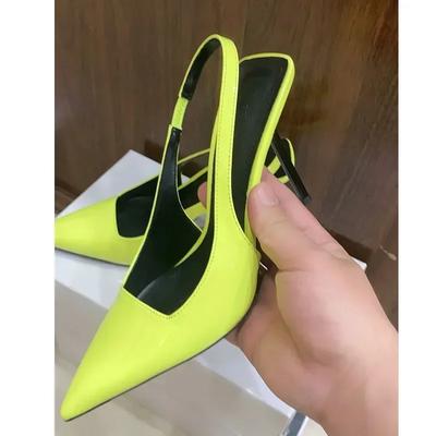 Eleganti Tacchi Alti Sottili a Punta Donna Sexy Slingback Scarpe a Tacco Alto Donna Sandali di Lusso in Pelle Verniciata Tacchi da Banchetto