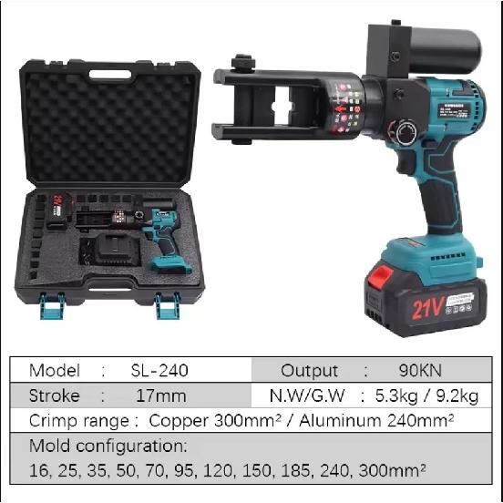 SL240 Brushless Motor Rechargeable Electric Hydraulic Crimping Tool Copper Nose Terminal Crimp Hydraulic Tool For Electricians