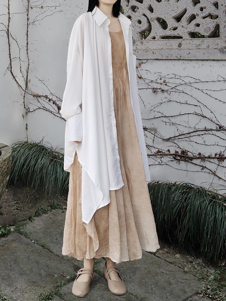 

Johnature Женская осенняя однотонная винтажная рубашка с длинными рукавами в стиле ретро One Size