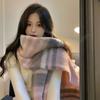 Plush Plaid Wool Scarf Tassel Cape Wraps Simple Winter Cashmere Scarves  Student