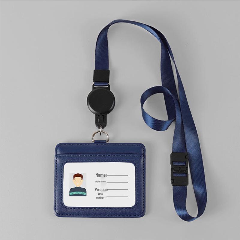 Genuine Leather ID & Card Holder with Lanyard for Students