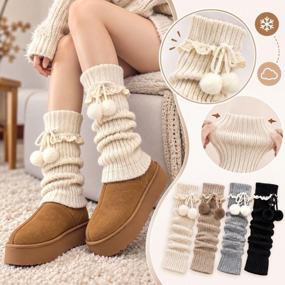 1 Pair Stretchy Fit Women's Leg Warmer Thickened Knit Knit Leg Sleeve  Jk Uniform Lolita Outfit