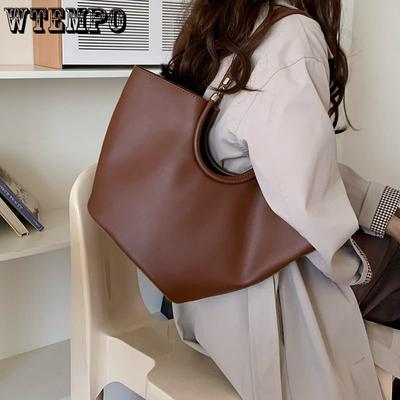 Bolsa de ombro portátil retrô de alta classe e grande capacidade, bolsa tote feminina elegante para viagem, outono e inverno