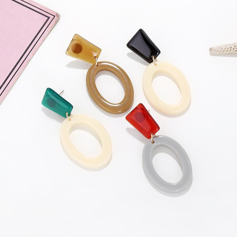 

Retro Fashion Simple Acrylic Earrings Geometric Elliptical Pendant Earrings червоний