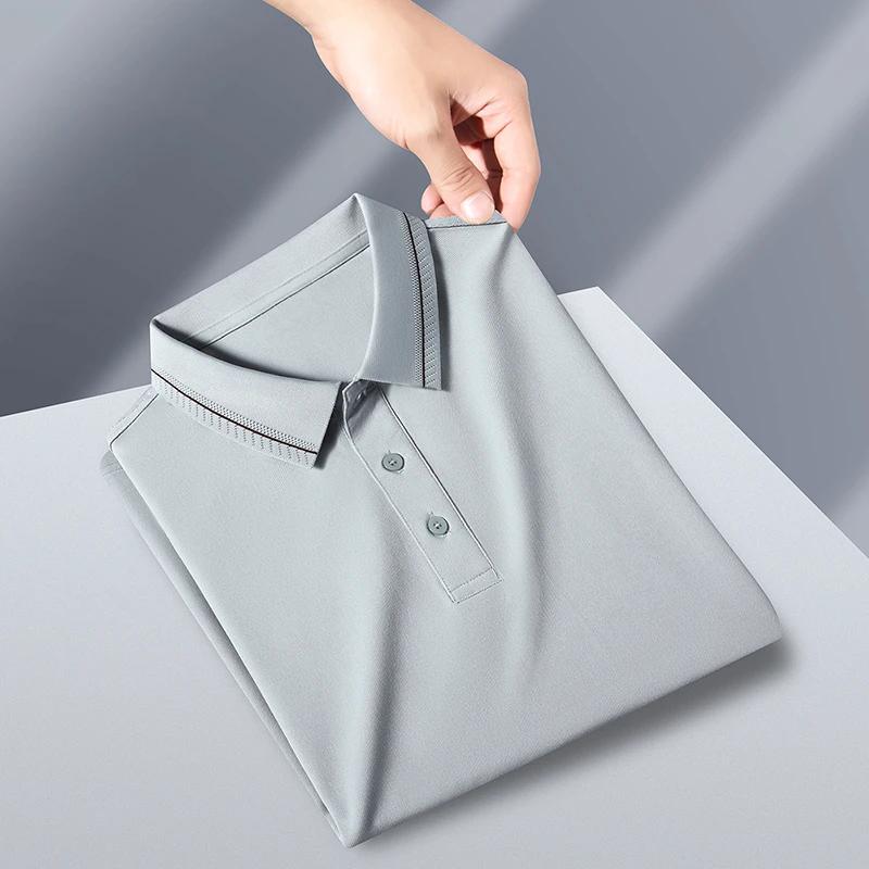 New Men's Business Casual Short Sleeved Shirt Solid Color Polo Shirt Fashionable Breathable Comfortable Versatile Top