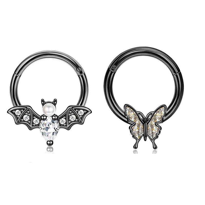 2 Stück 16G Edelstahl Schmetterlingsscharnier Septumring BCR Hufeisen Knorpel Daith Helix Rook Muschel Piercing Schmuck
