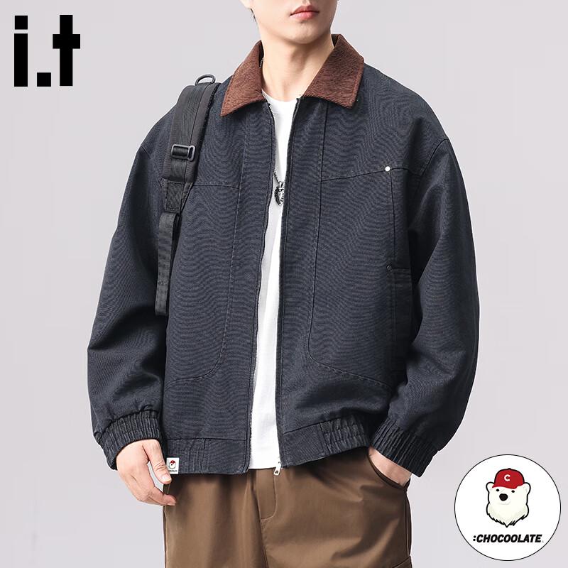 :CHOCOOLATEit Men's Trendy High Street Retro Lapel Denim Jacket