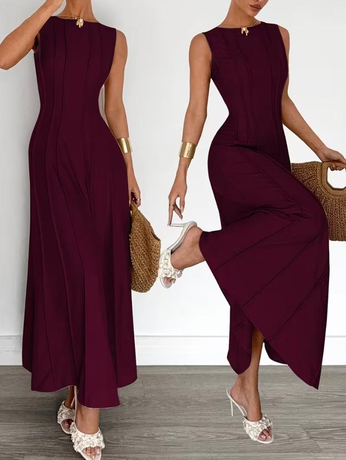 Europe and the United States Popular Women's Clothing New Sleeveless Elegant Pleated Dress