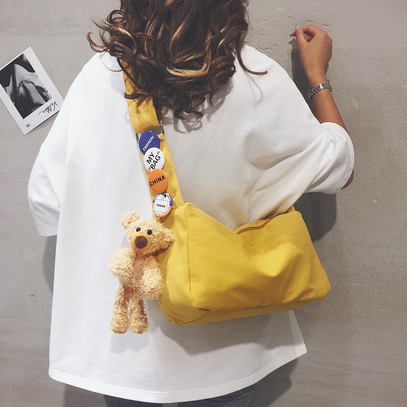 Teddy Dog Plush Crossbody Bag - Multi-color Nylon Pendant for Girls