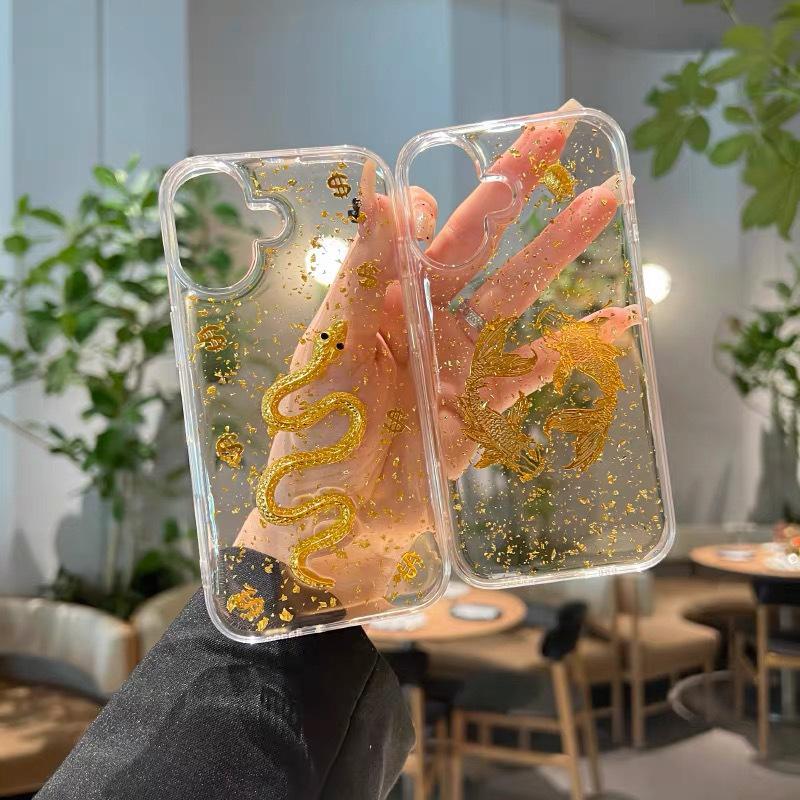 New Year's Money Making Koi Phone Case for IPhone 16 Promax Drop Proof Adhesive for Apple 17 Snake Year New Edition