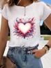 (Asian Size)  Sweet Flower Trend 90s Graphic Tee Fashion T Clothing Women's Top  Print Female Casual  Short Sleeve T-shirts