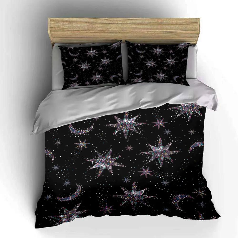Starry Night Pattern Home Decor Soft Comfortable Duvet Cover Bedding Set Included 1*Duvet Cover & 2*Pillowcases Gift