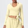 European & American Breathable Wide-Leg Pants with Fitness Halter & Strappy Long-Sleeve Yoga Top