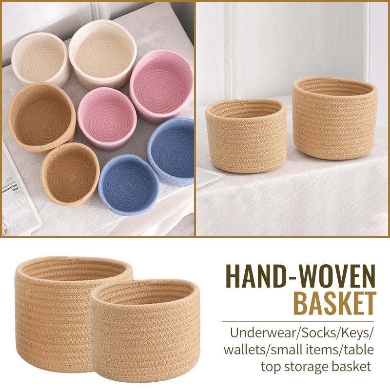 Handgjord vävd förvaringskorg av bomullsrep Underkläder Strumpor Förvaringskorg Nyckel Plånbok Förvaringskorg Skrivbordsorganiseringskorgar