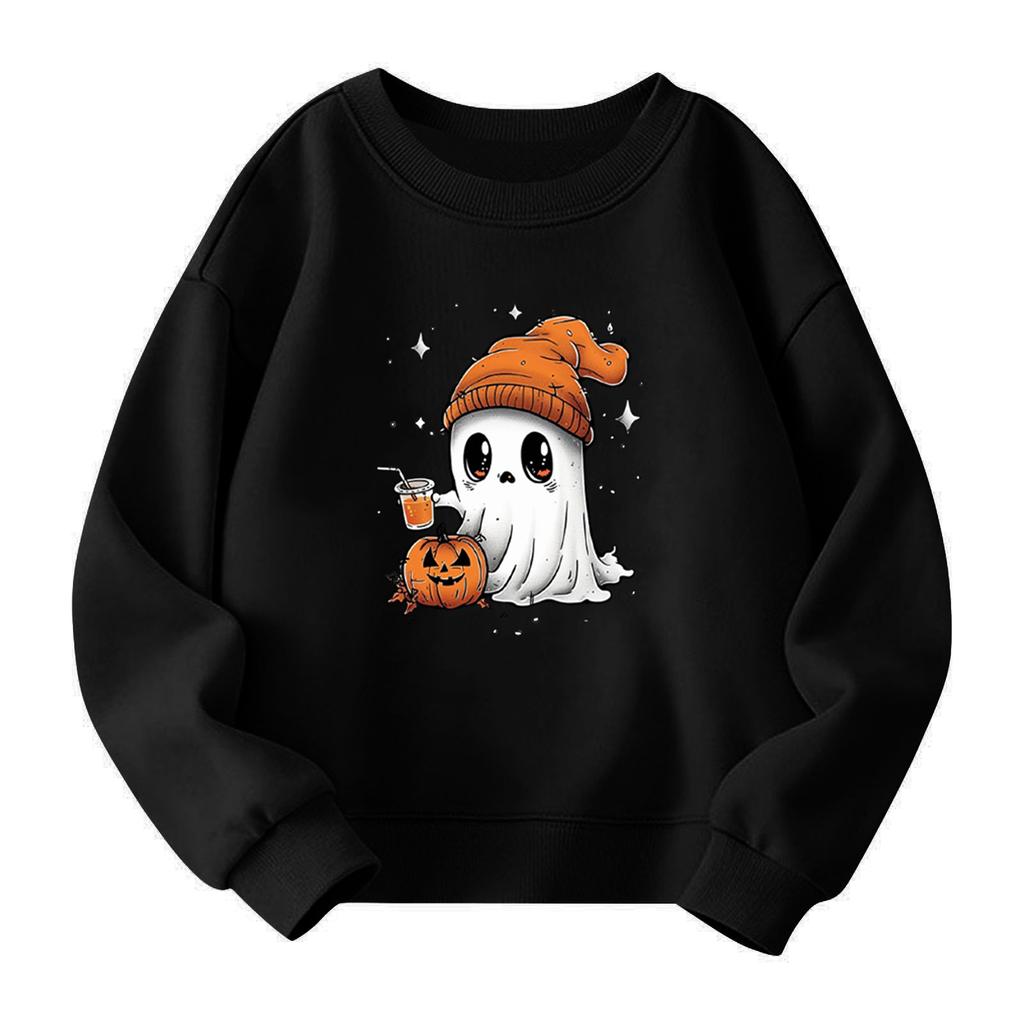 Halloween Day Girls Round Neck Pullovers For Kids Printed Baby Tops