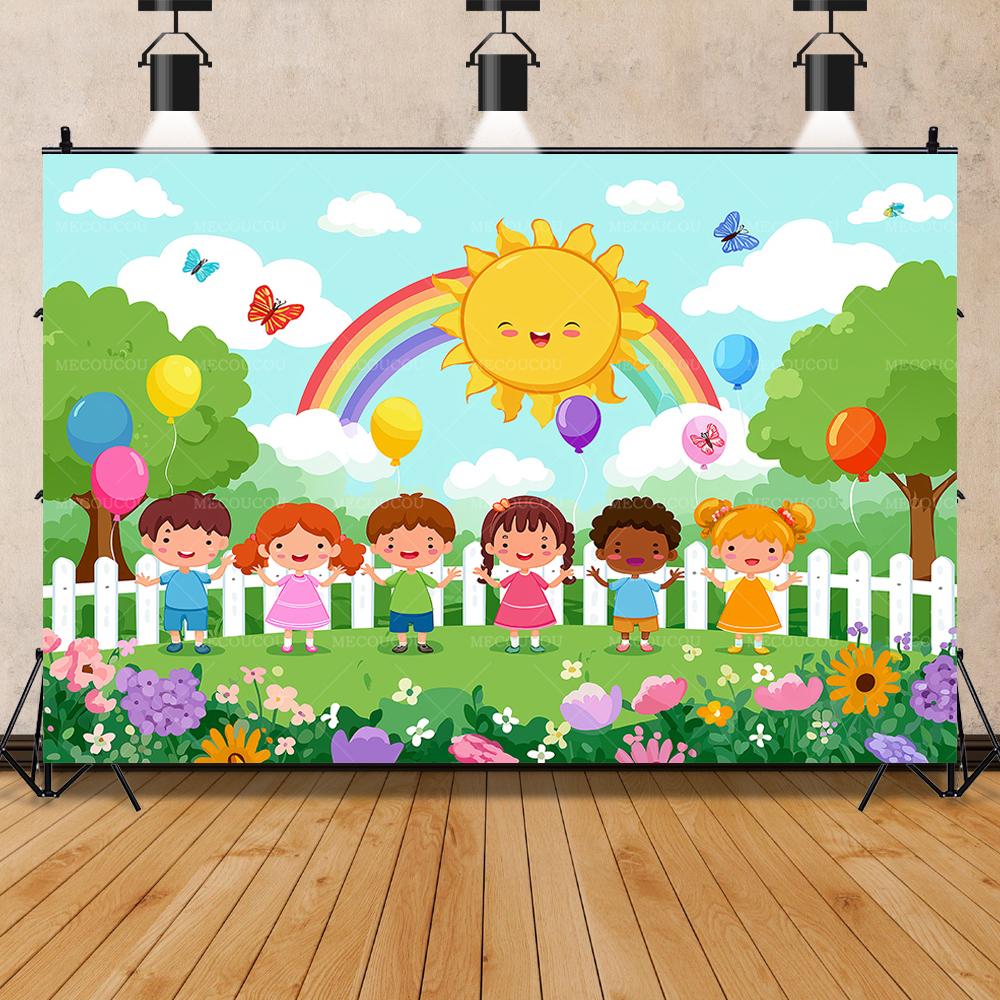 Children's outdoor activities park theme background slide hide and seek kindergarten decoration poster props Children's Day gift